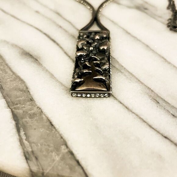 Cris Barros Abstract Necklace Made In Brazil Black Gunmetal Pendant Rectangle - Picture 5 of 8